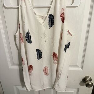 SHEIN White Feather Print Tank Top